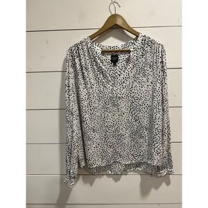 Gap Modal Weave, Long Blouson Sleeves, Splitneck, Allover Print Large White, Blu